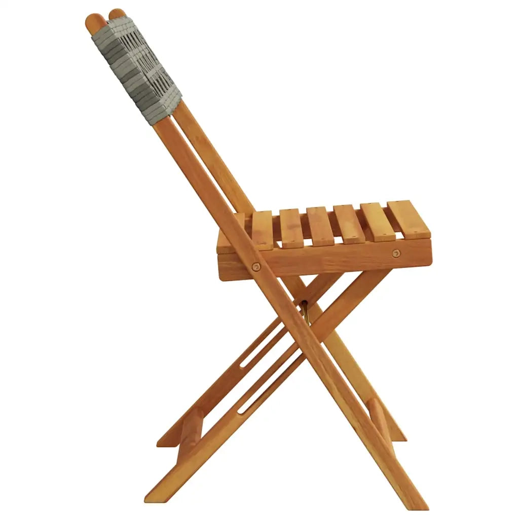 Sedie Pieghevoli 2 pz Grigie Legno Massello Acacia e Polyrattan 367676