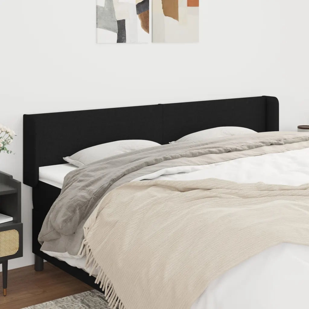 Testiera ad Orecchio-Testata con Orecchie Nera 183x16x78/88 cm in Tessuto 349435