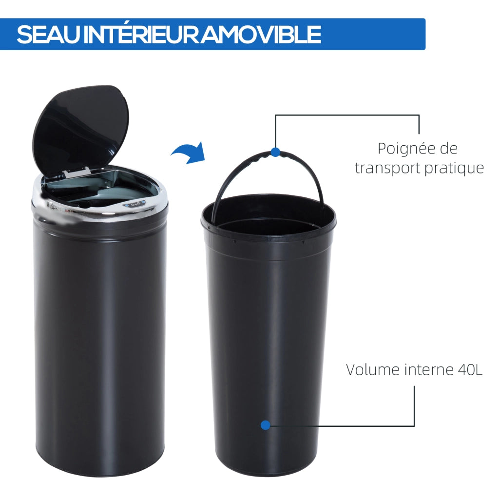 Cestino automatico 42L ¨C Minimal ¨C nero, acciaio