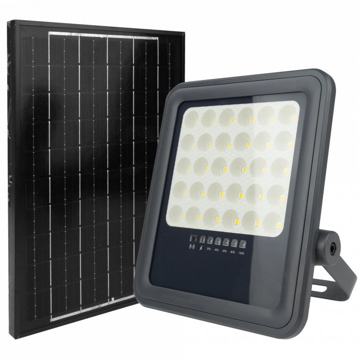 Faro LED solare 100W 4000K telecomando sensore IP65