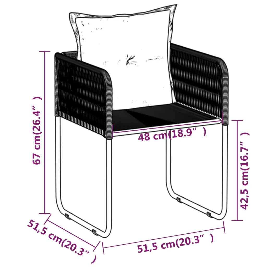 Set da Pranzo da Giardino 9 pz Nero 3099088