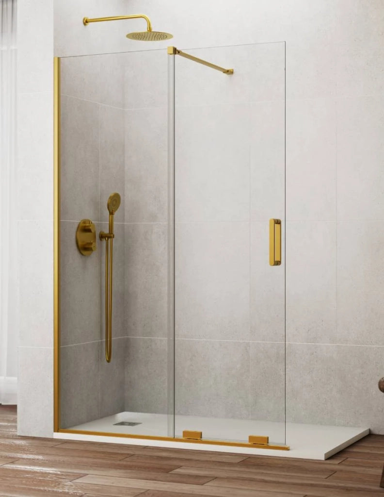 Porta doccia scorrevole 1+1 CIRENE (KENNA) Walk-in175 cm Profilo Oro