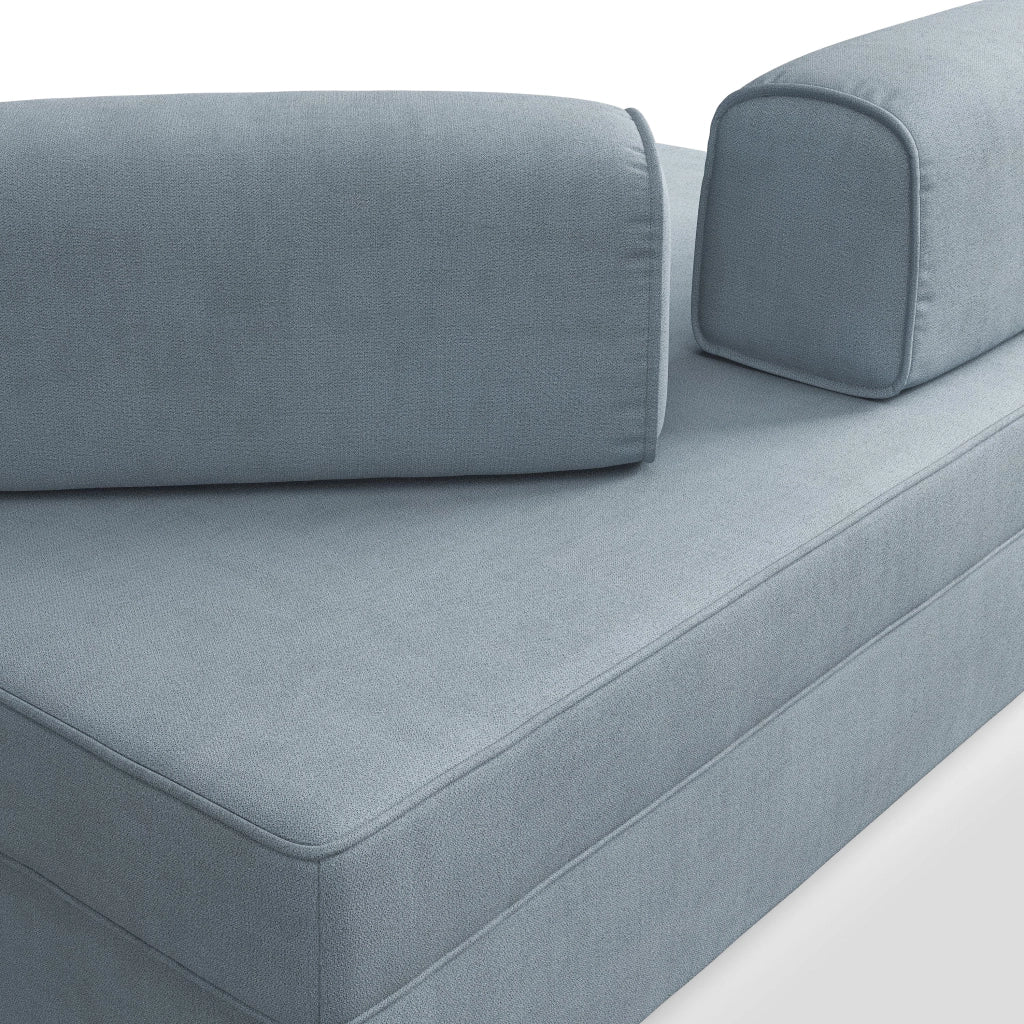 Liberty Divano con pouf estraibile e schienali movibili in tessuto morbido impermeabile T02 160 cm carta da zucchero