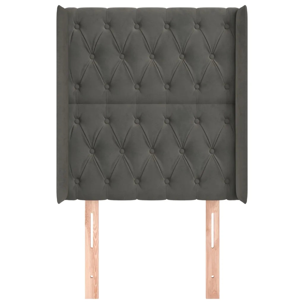 Testiera ad Orecchio-Testata con Orecchie Grigio Scuro 83x16x118/128 cm in Velluto 852810