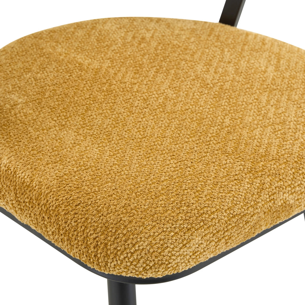 Set di 2 Sedie da Pranzo in Velluto Giallo con Struttura in Metallo Nero