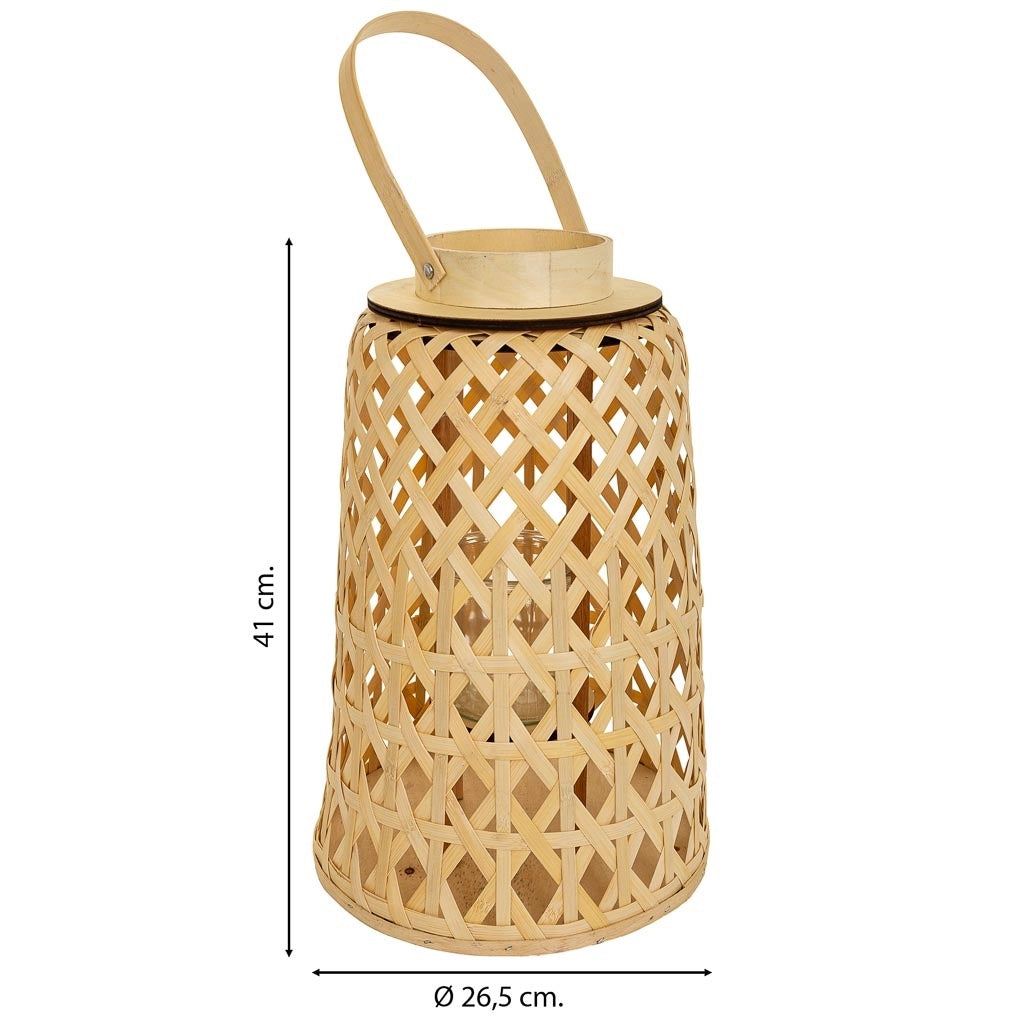 Lanterna portacandele in bambù marrone d26,5x41h