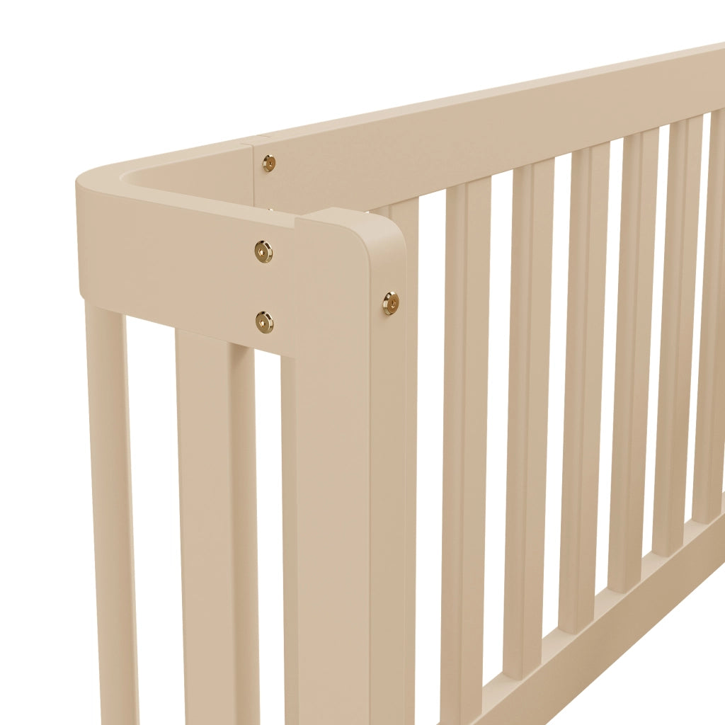 Letto per bambini 90 × 200 cm con barriera semiaperta, senza materasso, in legno massello di pino, crema