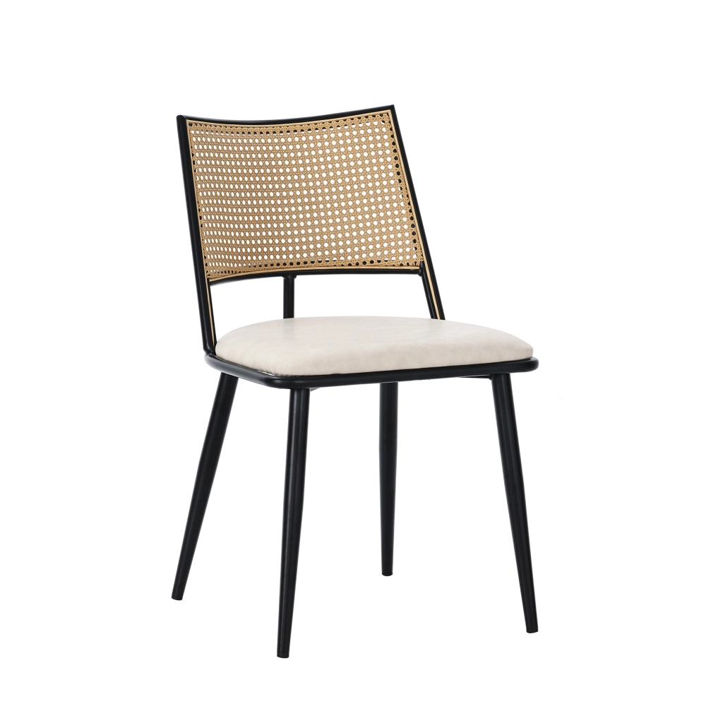 Set 2 sedie nere in rattan con seduta in PU, portata 120 kg