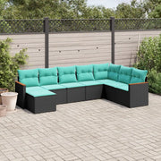Set Divani da Giardino 8 pz con Cuscini Nero in Polyrattan 3226246