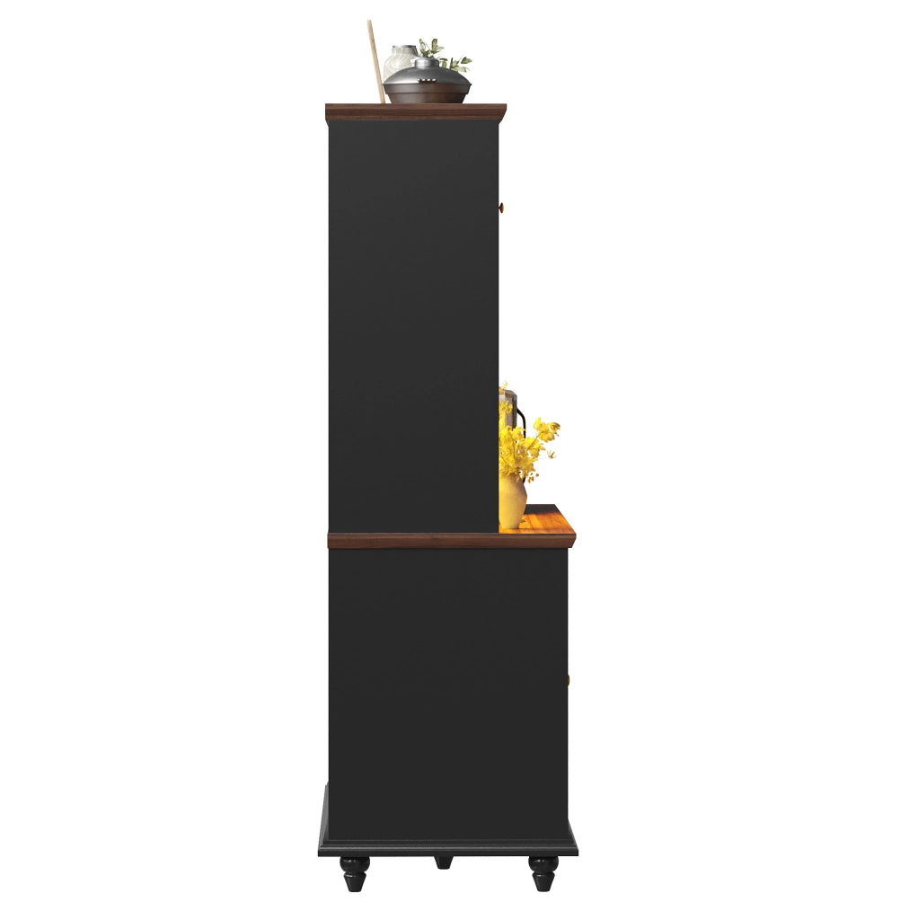 Mobile contenitore alto ULEVR 140x40x179,5 cm con 4 cassetti, ripiani regolabili e LED RGB, nero