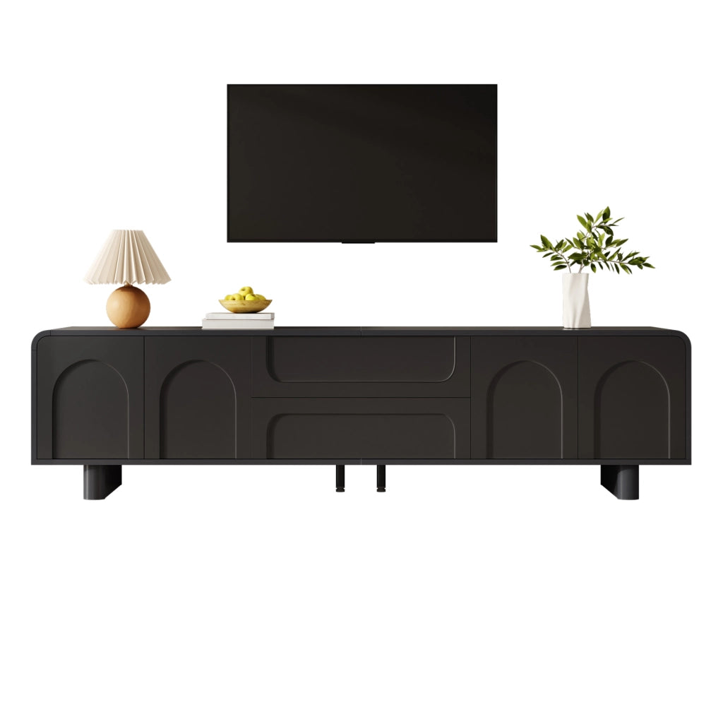 MOBILE TV 180x40x46 cm Nero MDF e Truciolare con 4 Ante e 2 Cassetti