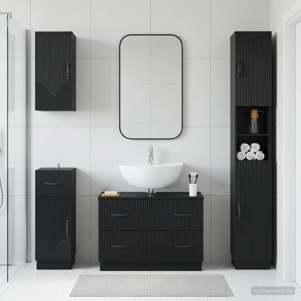 Set di Mobili da Bagno da 4 Pezzi HOORN Nero 3417955