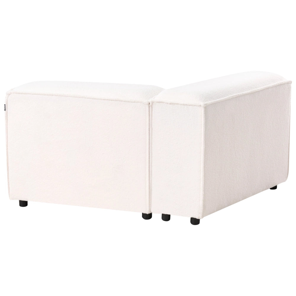 Modulo angolare a 1 posto rivestimento in tessuto bouclè bianco soggiorno stile moderno