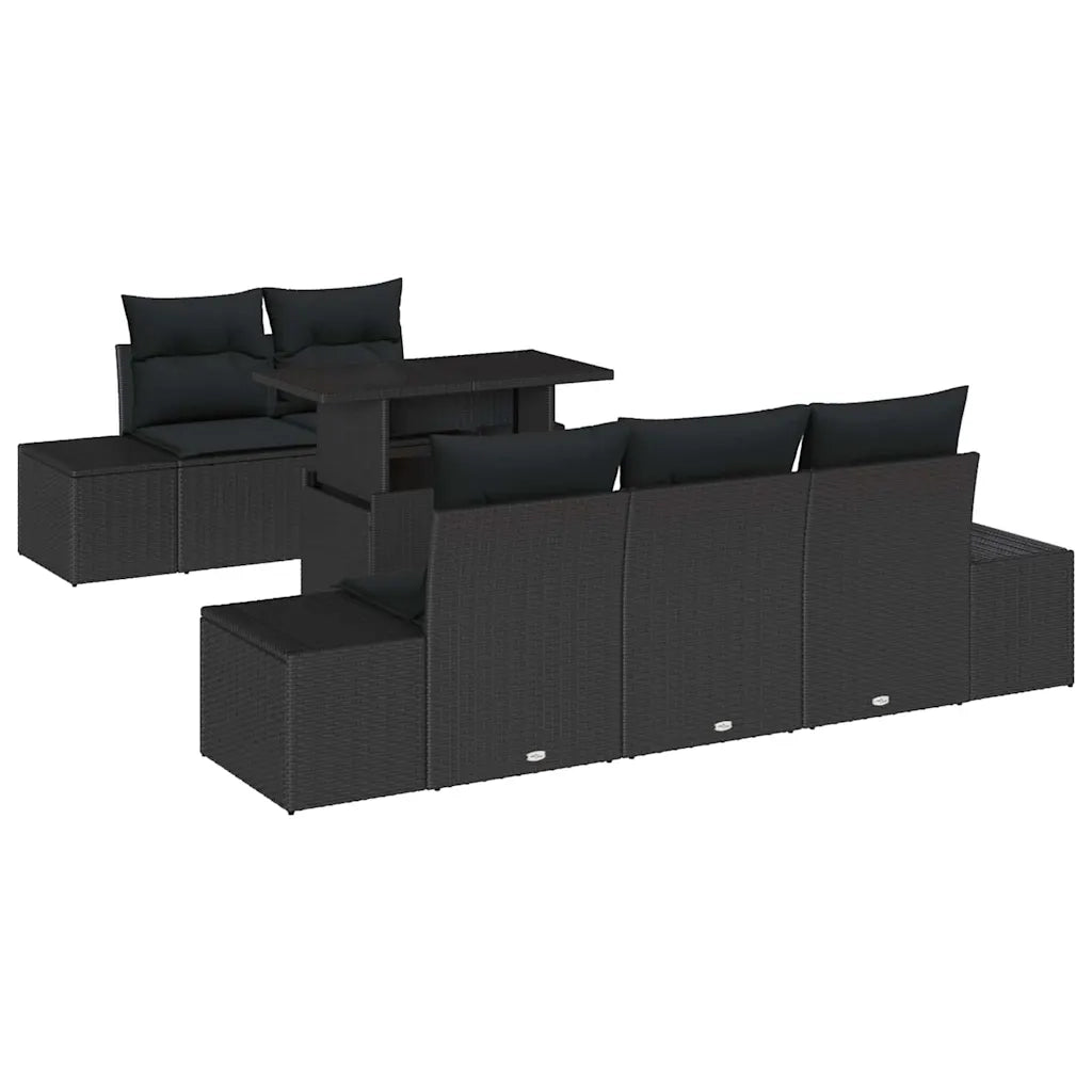 Set di divani con cuscino 6 pcs Nero polyrattan