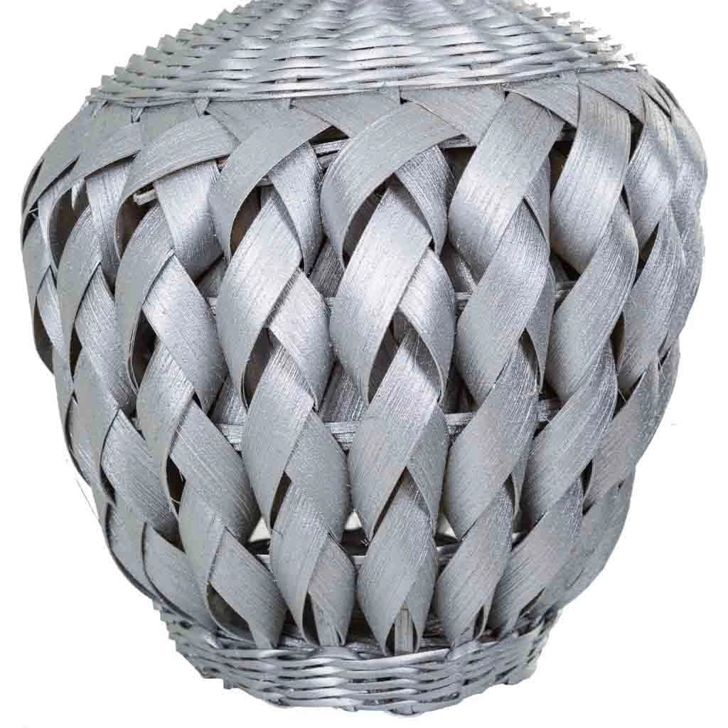 Vaso in bambù laccato argento 15x26x36h
