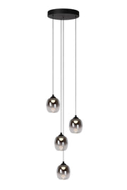 Lampada a sospensione TAMINO 4 luci LED nero vetro Lucide