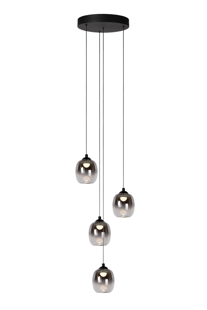 Lampada a sospensione TAMINO 4 luci LED nero vetro Lucide