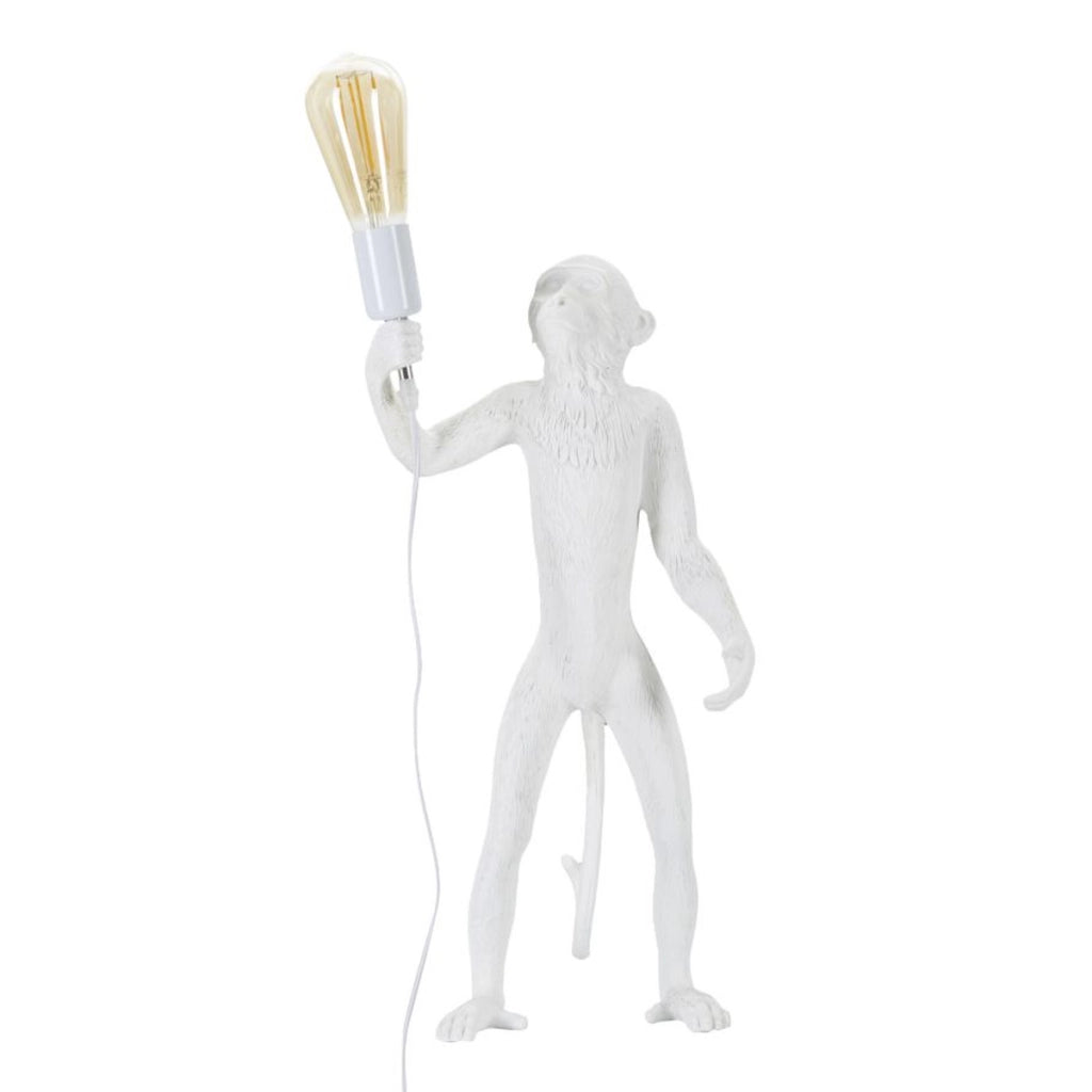 Lampada da Tavolo Scimmia 3, Bianco, Poliresina, 26x34x55 cm