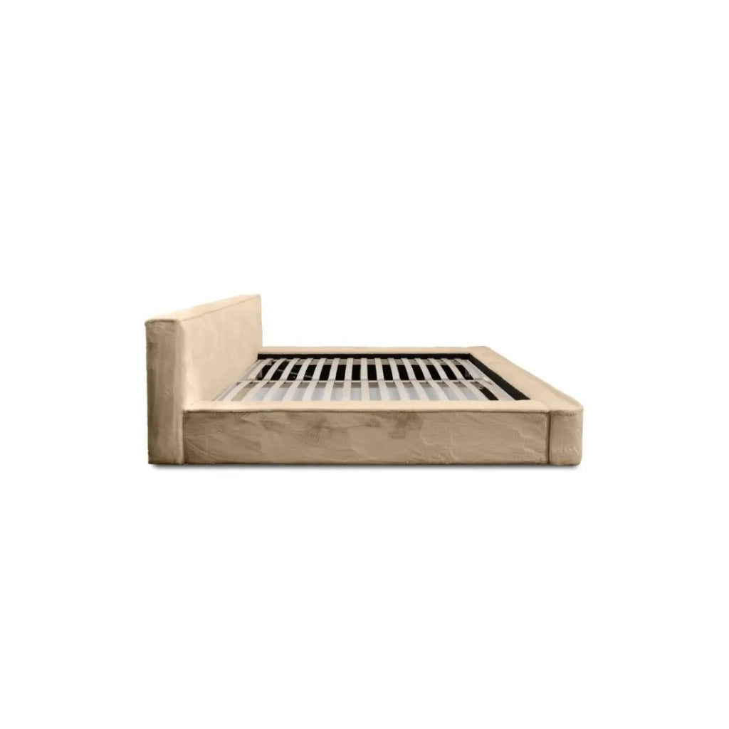 Letto contenitore ORLANE – Beige Polvere di miele polare – 140x200 cm – Rete sollevabile – Design di alta gamma