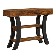 Consolle con 3 ripiani aperti e piedini regolabili, stile moderno, per ingresso, in MDF e metallo, 105 × 30 × 80 cm