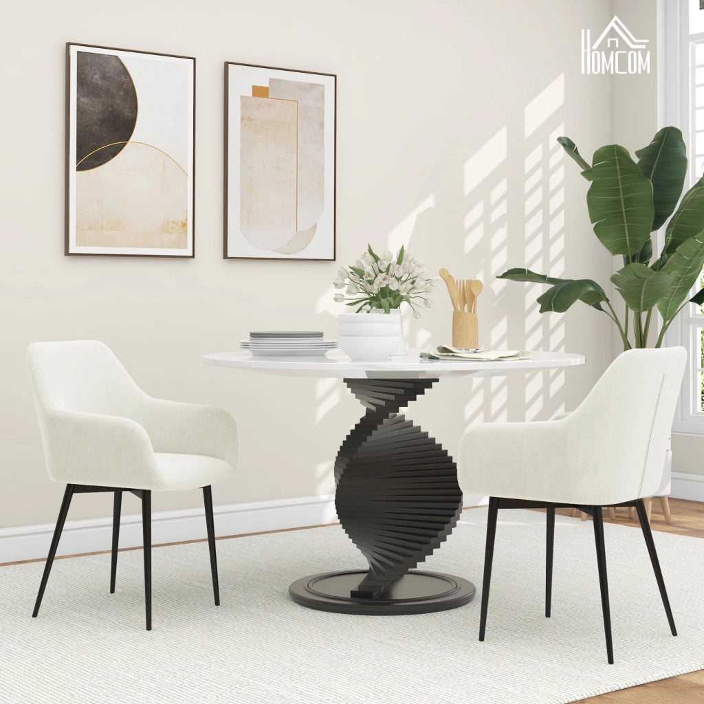 Set Sedie da Pranzo Imbottite con Braccioli ¨C Zephmum ¨C Tessuto Effetto Velluto Crema 54x57x80 cm