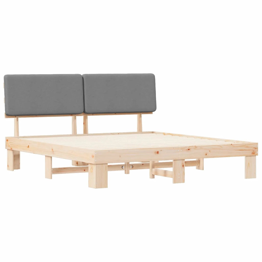 Letto con Testiera Rivestita Grigio chiaro 200 x 200 cm