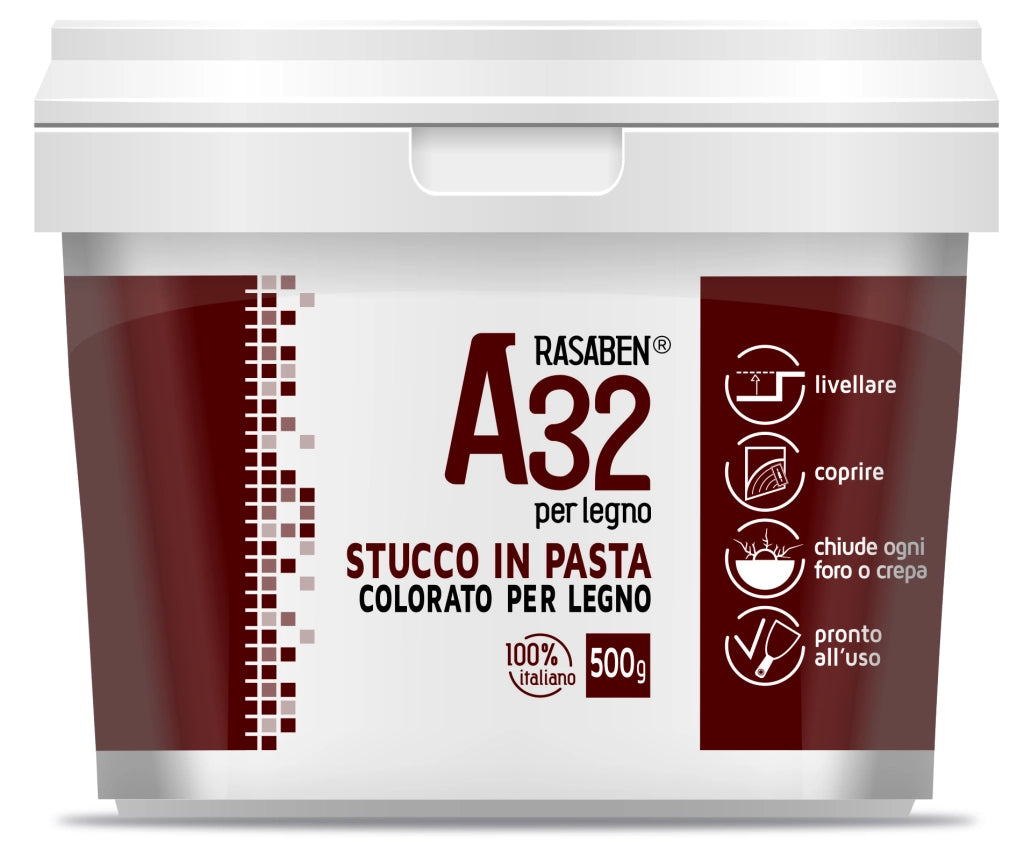 Rasaben STUCCO IN PASTA COLORATO PER LEGNO A32 NOCE SCURO kg. 0,500 12.00 pz