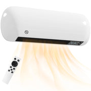 Termoventilatore Murale in Ceramica 1000/2000W con Termostato Timer e Telecomando 50x19x14cm Bianco