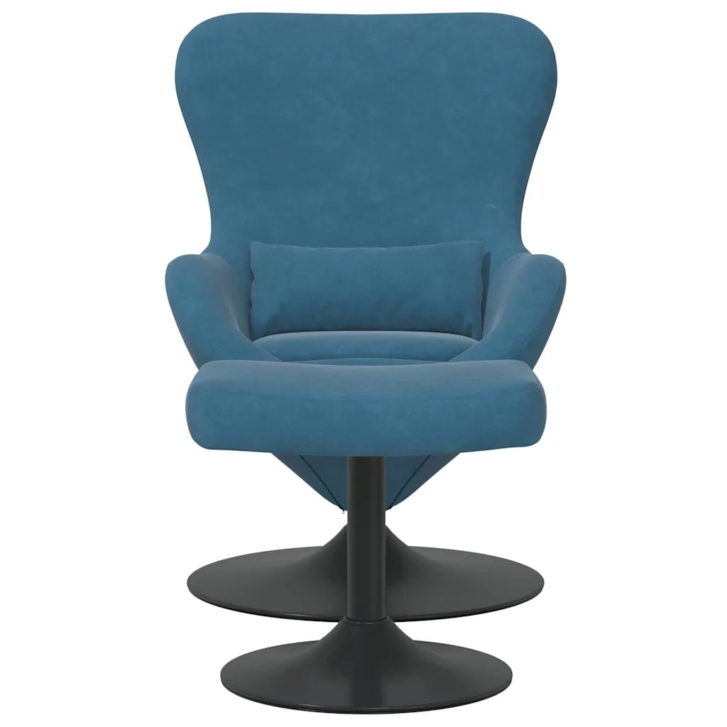 Poltrona | Sedia Egg con Pouf with Footstool Blu Velluto