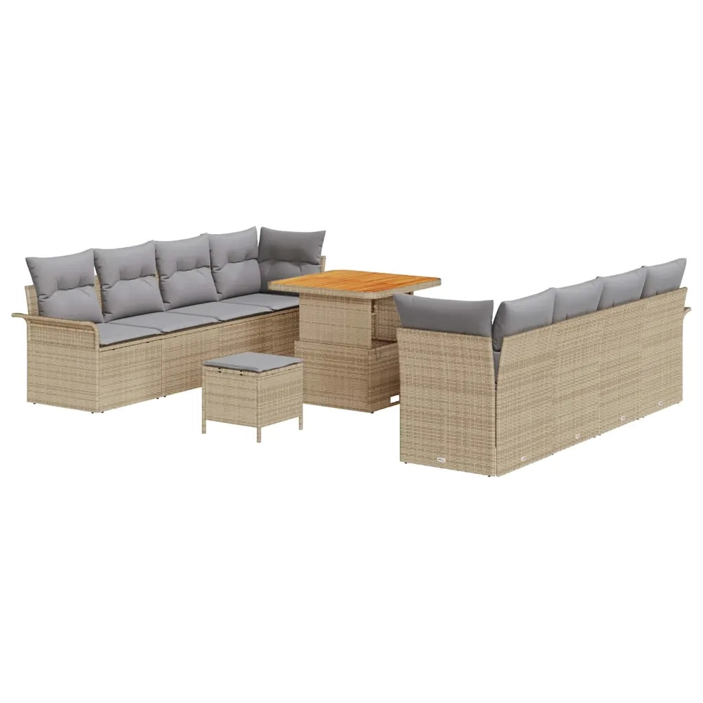 Set Divano da Giardino con cuscino 11 pcs Beige polyrattan 3362107