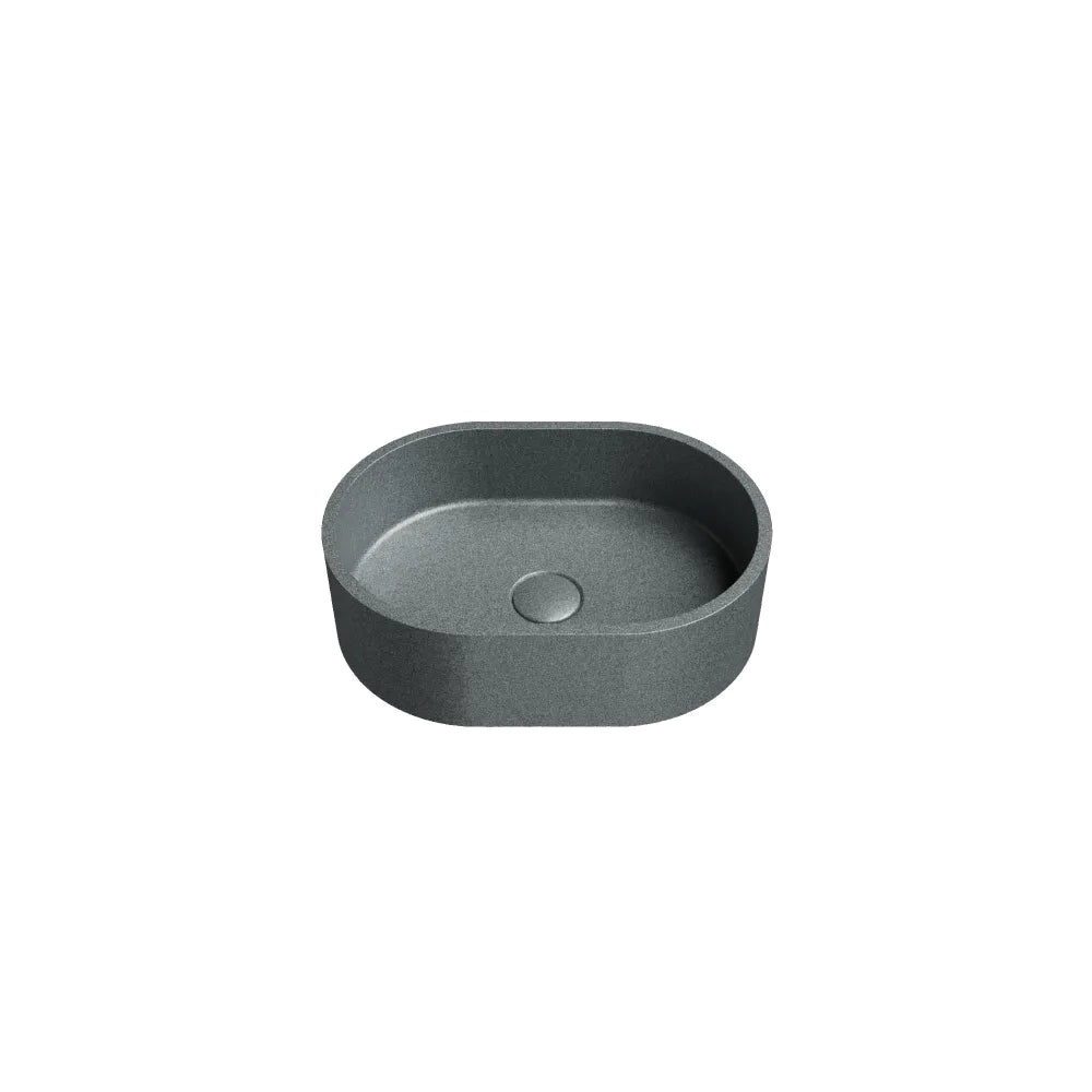 Lavabo da appoggio ovale in microcemento 40x28x12 cm grigio | Bolsena