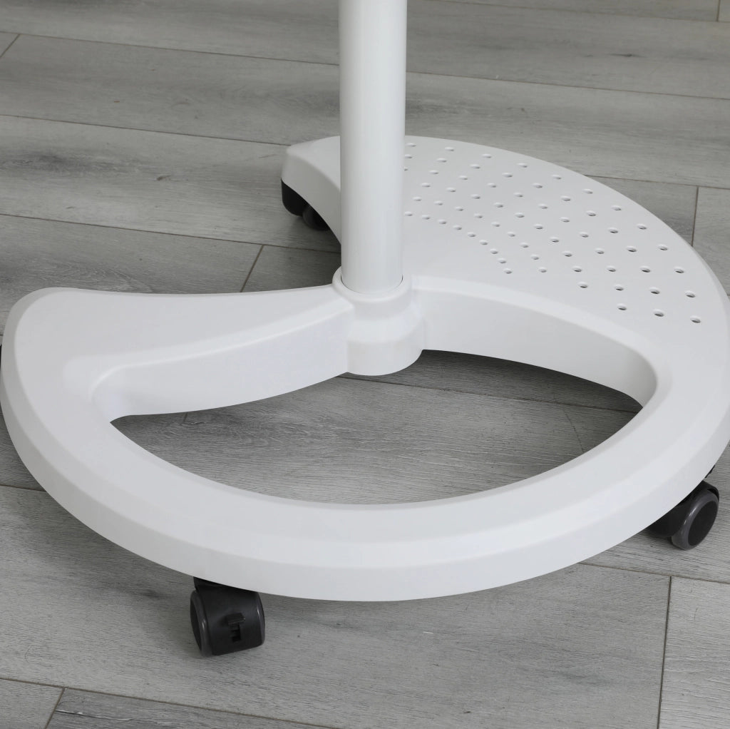 Lavagna Magnetica con Vetro Temperato 90x60 cm con Altezza e Inclinazione Regolabili, Base ABS con Ruote Bloccabili, Bianco