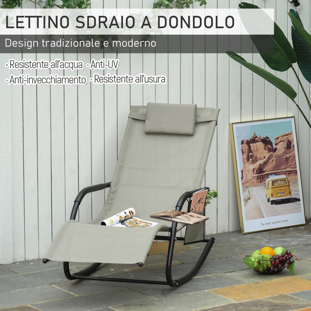 Poltrona a Dondolo da Giardino ¨C zephmum ¨C Nero, Grigio, 150x62x88 cm