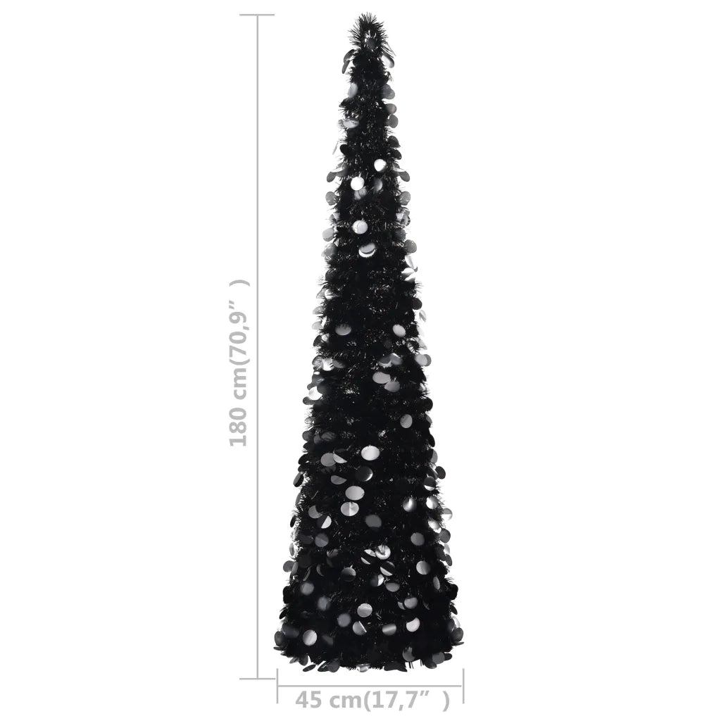 Albero di Natale Artificiale Apribile-Decorazioni natalizie Nero 180 cm PET