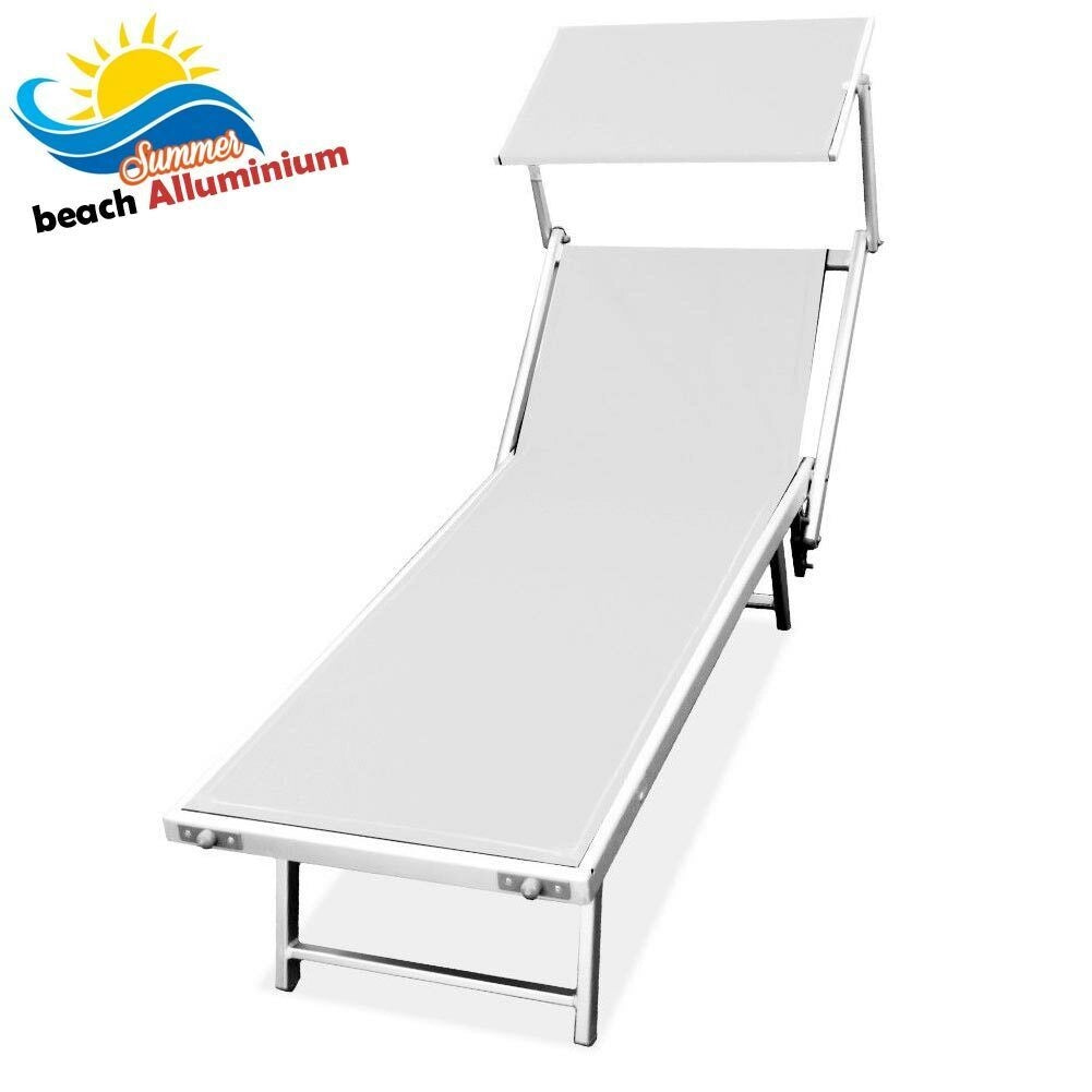 Lettino Prendisole Alluminio Pieghevole LIDO Spiaggia Giardino Bianco 190x60x40