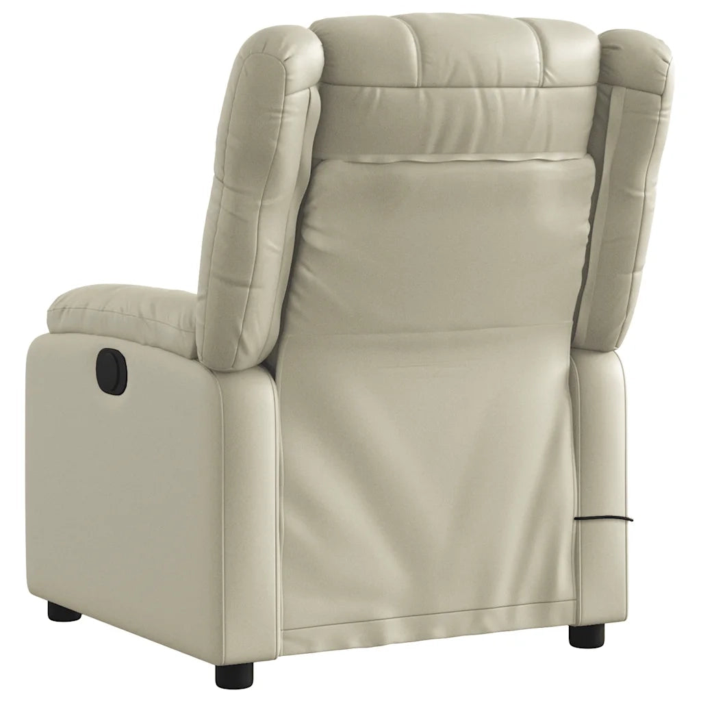 Poltrona da Massaggiante | Sedia Relax Reclinabile Crema Similpelle