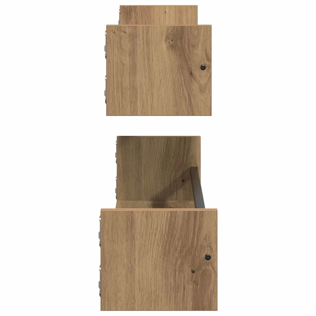 2 pz Scaffale da parete | Ripiano a parete | Mensola a parete Rovere artigianale 80 x 16 x 14 cm