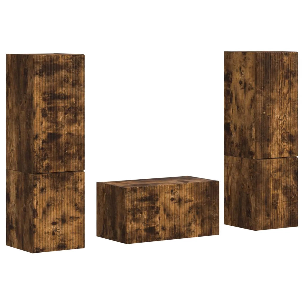 Set mobile TV 5 pz-Credenza per TV Rovere fum¨¦ Legno multistrato 916351