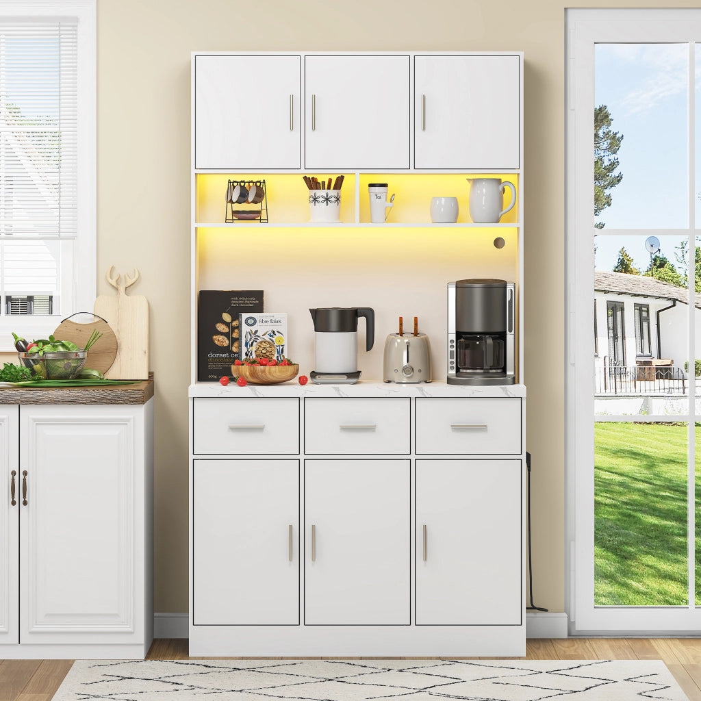 Mobile da cucina con 6 ante 3 cassetti ripiani regolabili LED prese USB MDF bianco 100 × 40 × 180 cm