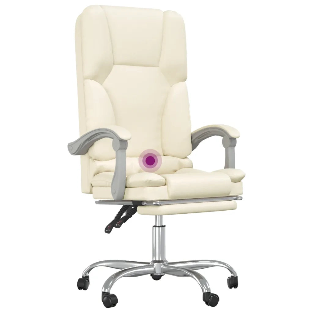 Poltrona da Ufficio Massaggiante Reclinabile Crema Similpelle 349680