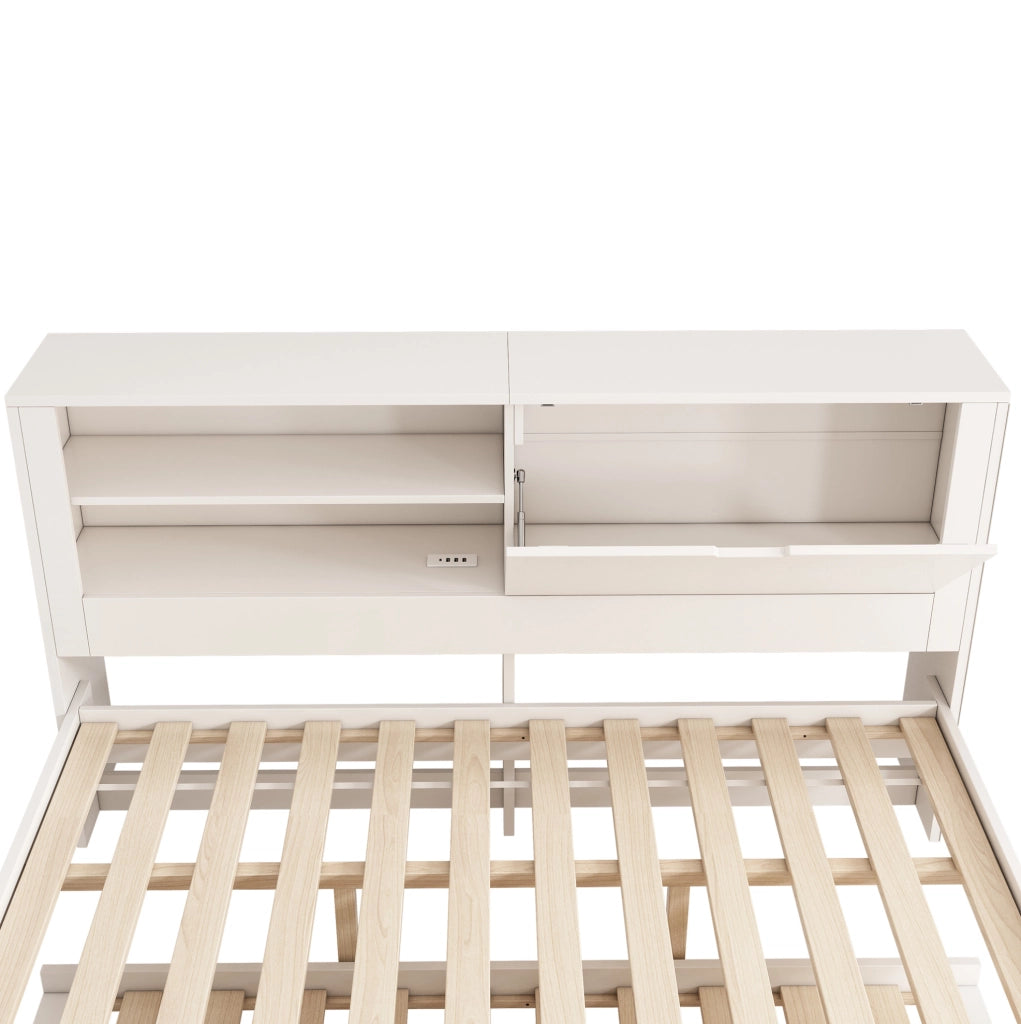 Divano letto bianco 140x190 cm con letto estraibile e contenitore