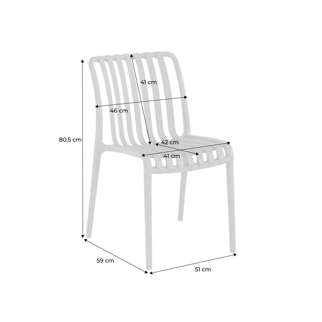 Set 4 sedie da giardino impilabili in plastica, mostarda