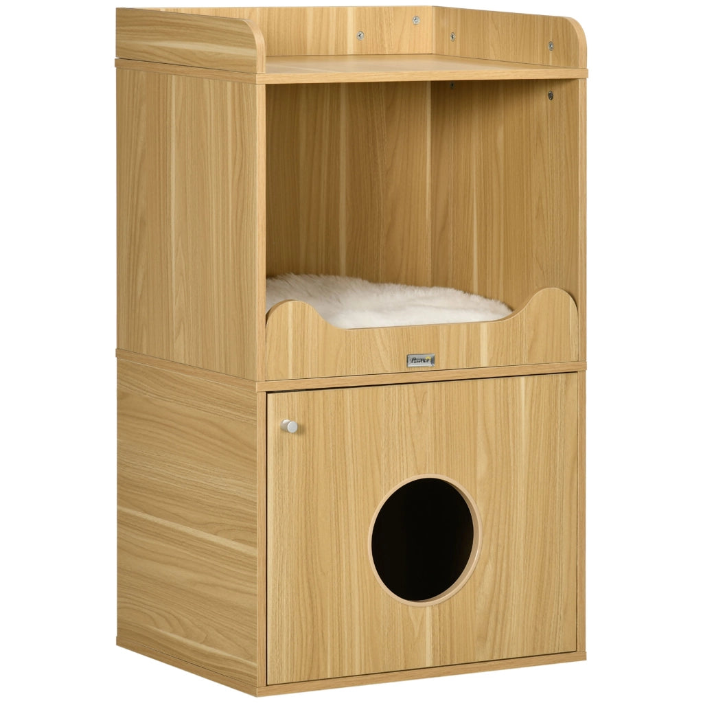 Cassettiera per gatti con porta e cuscino ¨C Minimal ¨C 60x45x103 cm