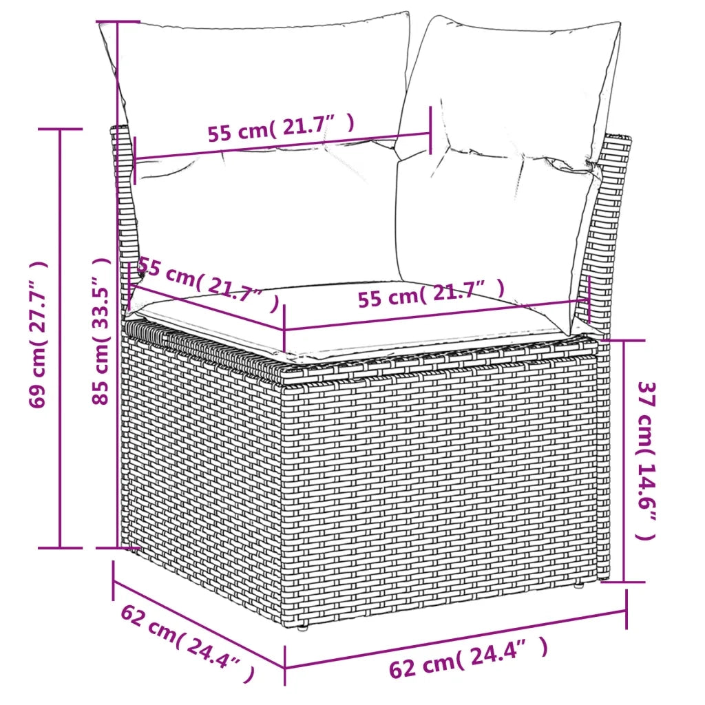 Set Divano da Giardino 5 pz | Set Salotto da Giardino con Cuscini Grigio in Polyrattan