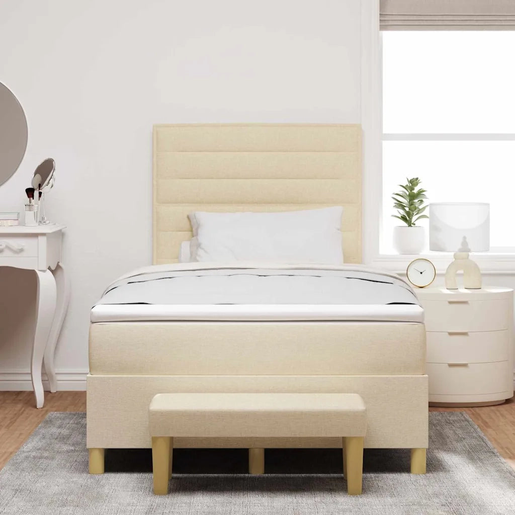 Letto a molle con testiera Crema 200 x 120 cm Tessuto 3344217