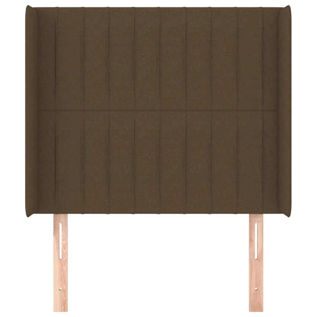 Testiera ad Orecchio-Testata con Orecchie Marrone Scuro 103x16x118/128 cm in Tessuto 199959