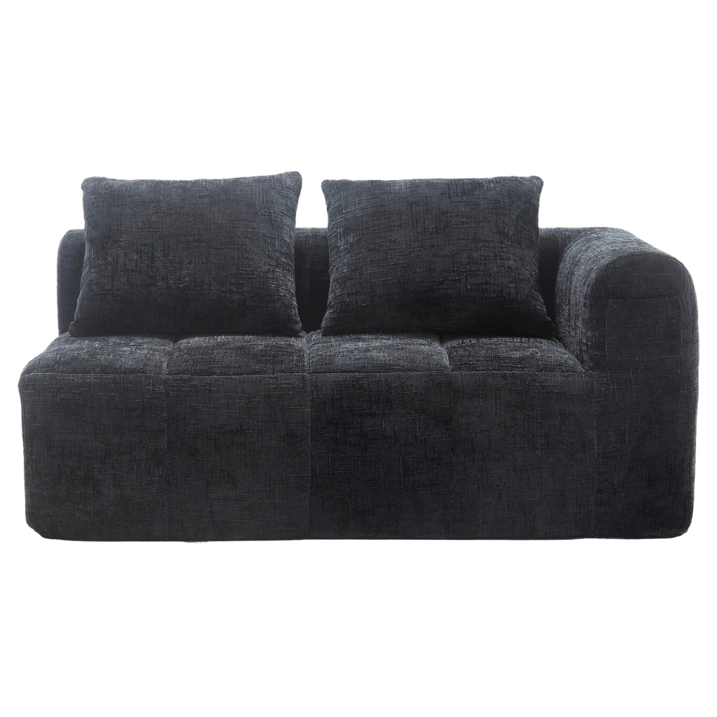 Sofa comodo per 2 persone - Zephmum- Cuscino, tasche laterali, nero
