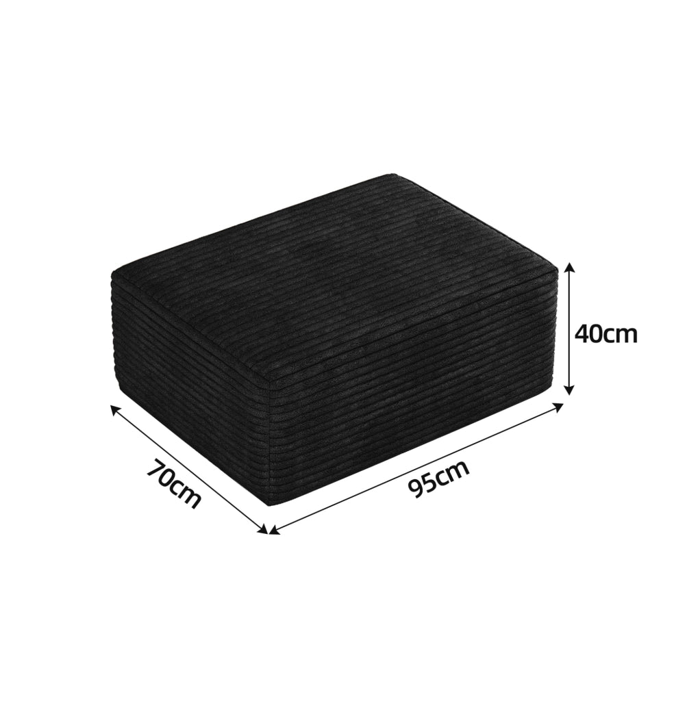 Pouf imbottito senza montaggio in tessuto nero