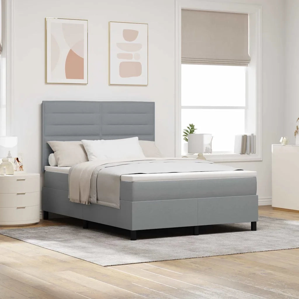 Letto a molle con materasso Grigio chiaro 160 x 200 cm Tessuto