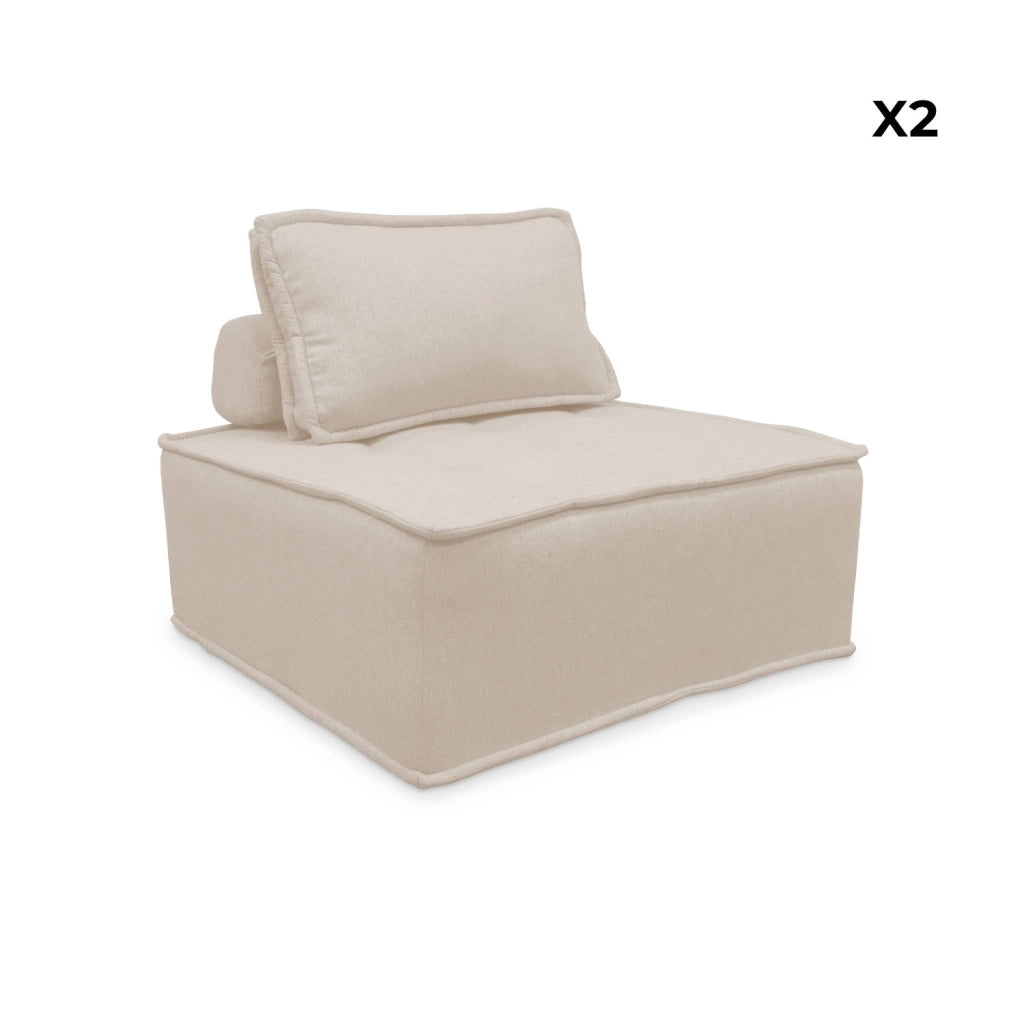 Divano modulare, 2 posti, crema